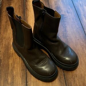 Zara Tan and Black Ankle Boots